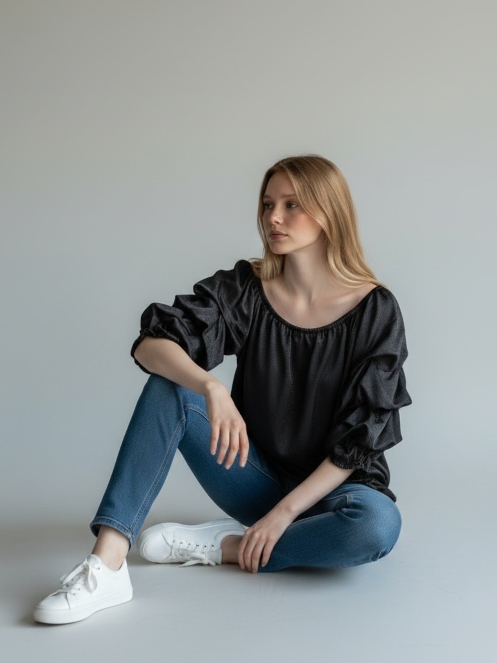 Vince Camuto Black Off Shoulder Ruffle Sleeve Top XL - Picture 4 of 14